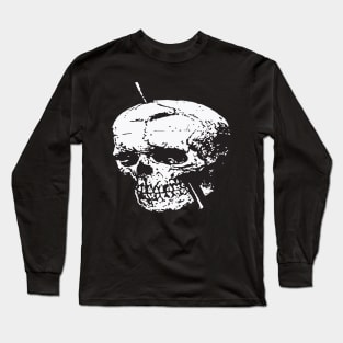 Black and White Skull of Phineas Gage With Tamping Iron Vector Long Sleeve T-Shirt